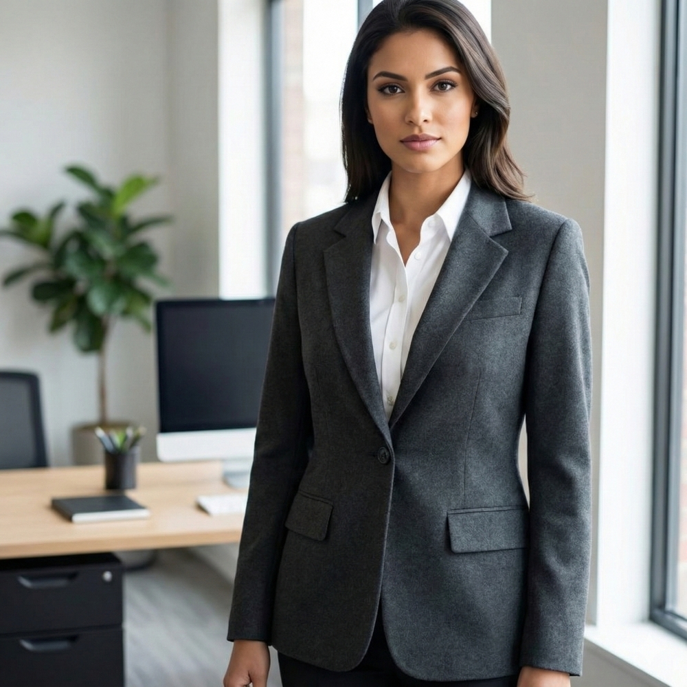 Orvis Charcoal Gray Blazer Jacket Women’s Petite 8P Single Button Career